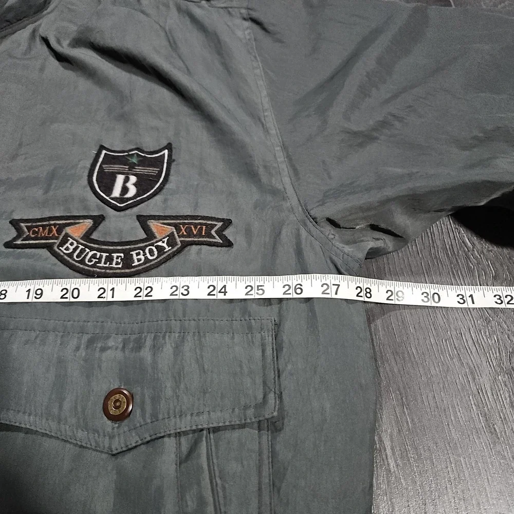 Vintage Bugle Boy Aviator Bomber Jacket Adult L Green 90s Airborne Wings Crest